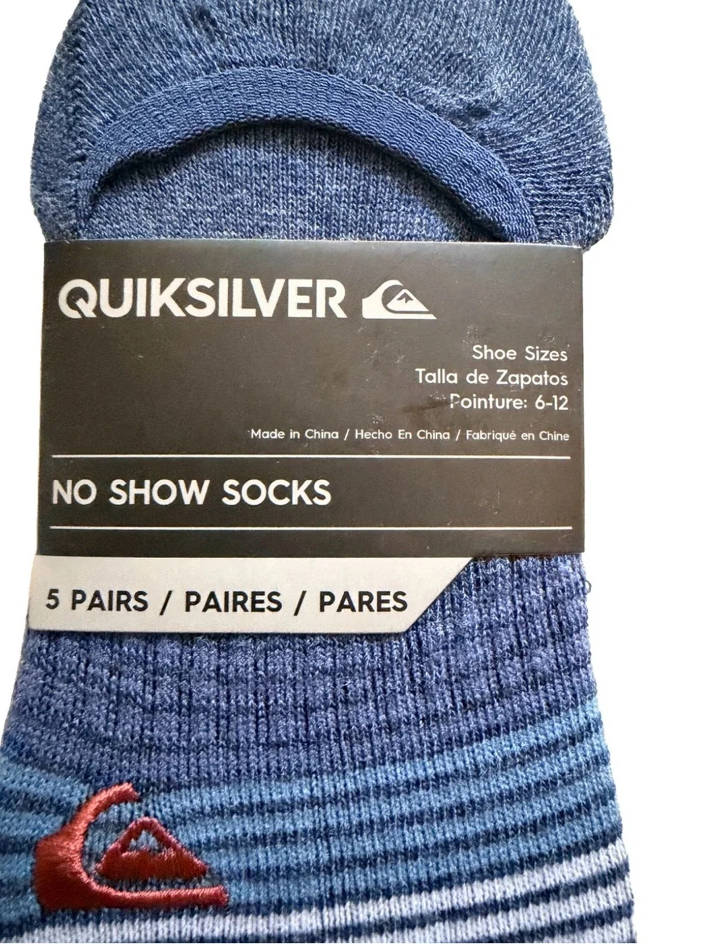 Quiksilver Men’s Size 6-12 No Show Socks. 5 Pairs. Multicolor. New with Tags.